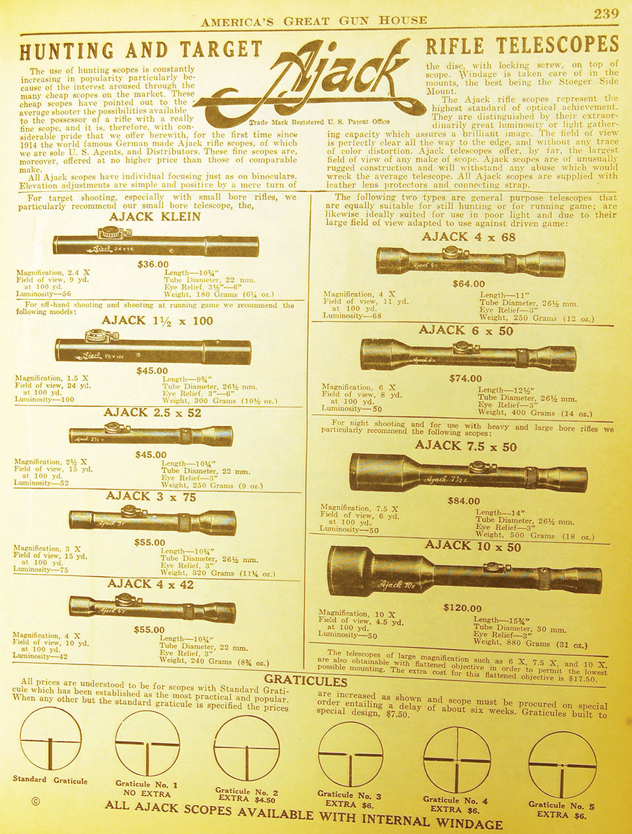 This is an Ajack scope ad from 1939. Note the tube diameters from 22-30mm.